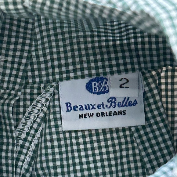 Beaufort Bonnet Boys Smocked Tractor Longall Green Gingham Size 2 - Picture 3 of 6